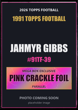 2026 Topps Football Jahmyr Gibbs 1991 Topps Football #91TF-39 Pink Crackle Foil