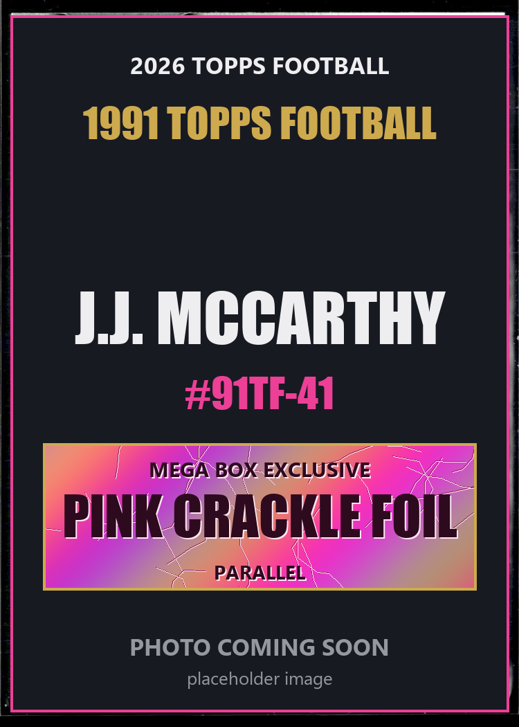 J.J. McCarthy 91TF-41 2026 Topps Football 1991 Topps Football Pink Crackle Foil