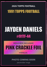 2026 Topps Football Jayden Daniels 1991 Topps Football #91TF-44 Pink Crackle Foil