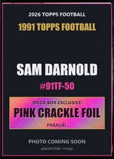 2026 Topps Football Sam Darnold 1991 Topps Football #91TF-50 Pink Crackle Foil