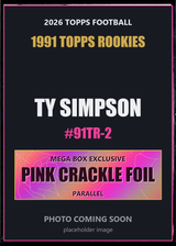 2026 Topps Football Ty Simpson 1991 Topps Rookies #91TR-2 Pink Crackle Foil