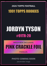 2026 Topps Football Jordyn Tyson 1991 Topps Rookies #91TR-20 Pink Crackle Foil