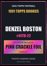 2026 Topps Football Denzel Boston 1991 Topps Rookies #91TR-22 Pink Crackle Foil