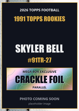 2026 Topps Football Skyler Bell 1991 Topps Rookies #91TR-27 Mega Box Crackle Foil