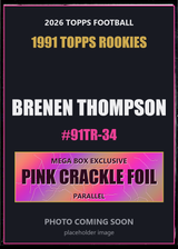 2026 Topps Football Brenen Thompson 1991 Topps Rookies #91TR-34 Pink Crackle Foil