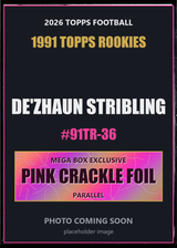 2026 Topps Football De'Zhaun Stribling 1991 Topps Rookies #91TR-36 Pink Crackle Foil