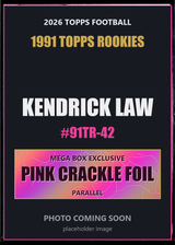 2026 Topps Football Kendrick Law 1991 Topps Rookies #91TR-42 Pink Crackle Foil