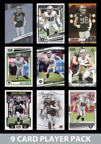 Maxx Crosby 9 Card Player Pack 2023 2024 2025 Donruss Panini Score Las Vegas Raiders