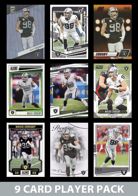 Maxx Crosby 9 Card Player Pack 2023 Donruss Panini Score Las Vegas Raiders