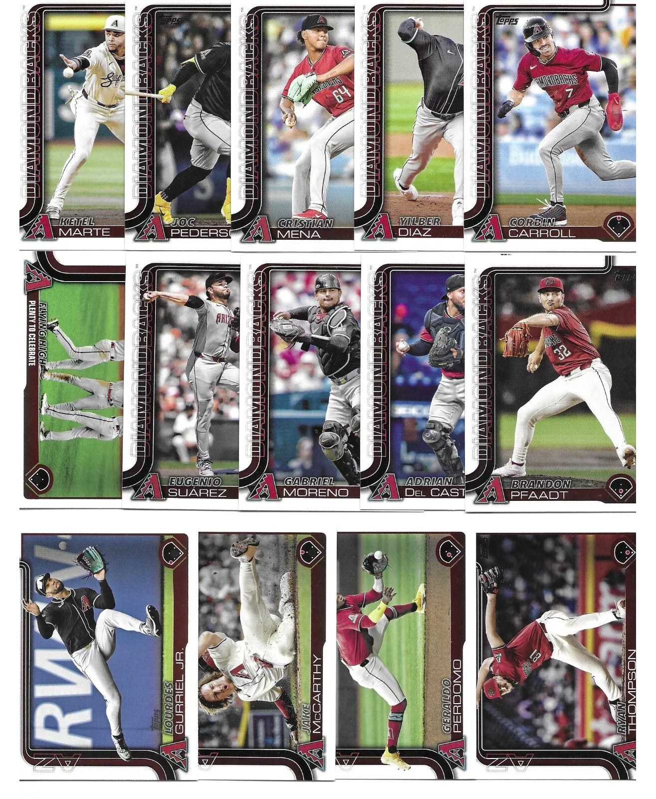 2025 Topps Arizona Diamondbacks SCORE Cardinals NFL MLB Team Set Bundle - 25 Total Cards - Kyler Murray, Corbin Carroll, Marvin Harrison JR
