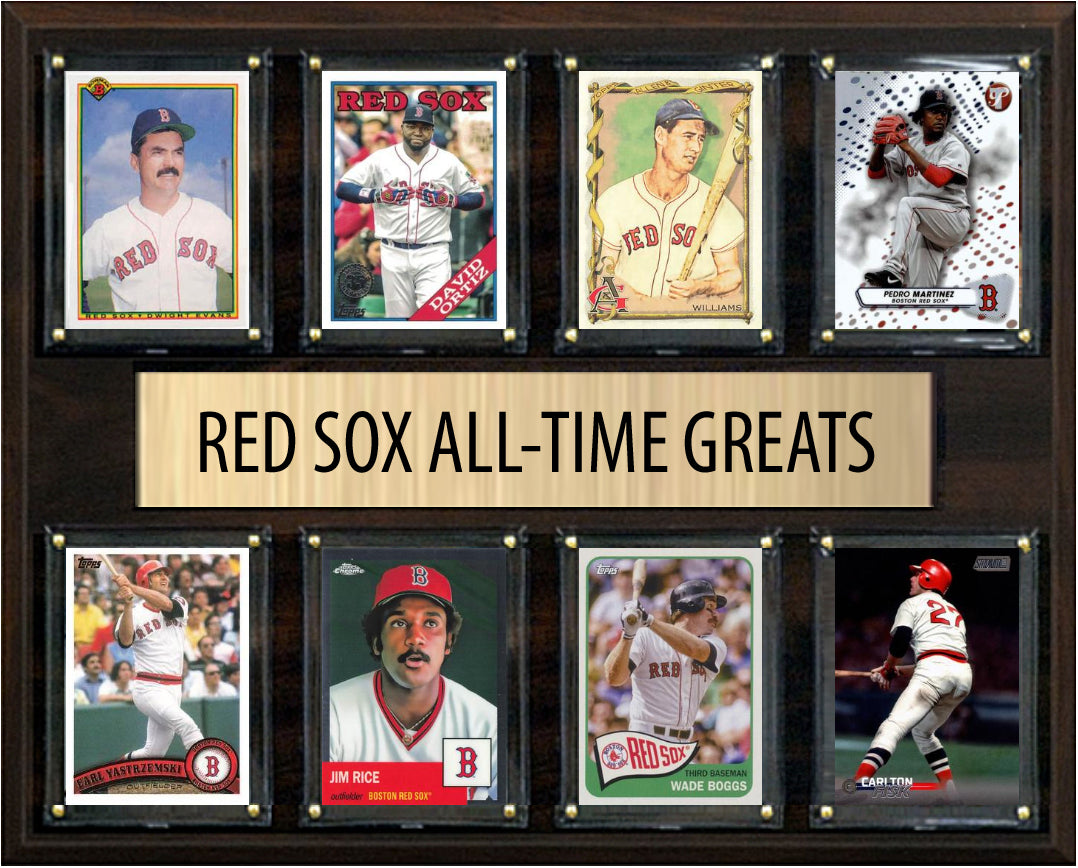 Boston Red Sox All Time Greats Legends Plaque 8 Cards Ted Williams David Ortiz Boggs
