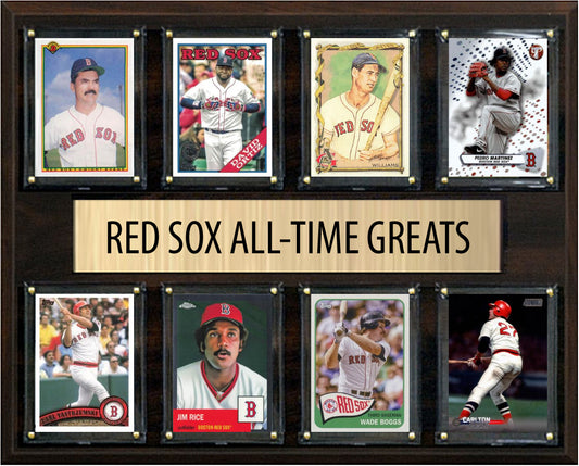 Boston Red Sox All Time Greats Legends Plaque 8 Cards Ted Williams David Ortiz Boggs