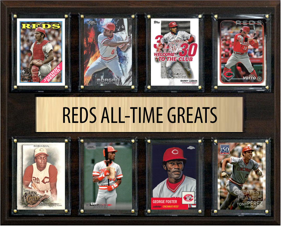 Cincinnati Reds All Time Greats Legends Plaque 8 Cards Johnny Bench Joey Votto Larkin