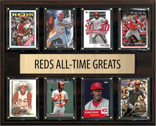 Cincinnati Reds All Time Greats Legends Plaque 8 Cards Johnny Bench Joey Votto Larkin