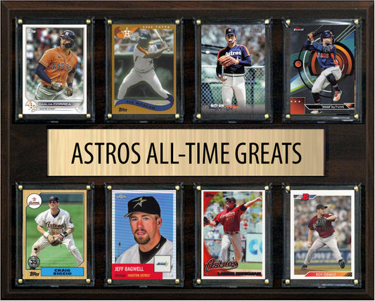 Houston Astros All Time Greats Legends Plaque 8 Cards Jose Altuve Correa Bagwell Biggio