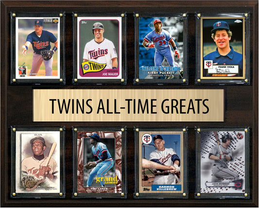 Minnesota Twins All Time Greats Legends Plaque 8 Cards Joe Mauer Kirby Puckett Killebrew
