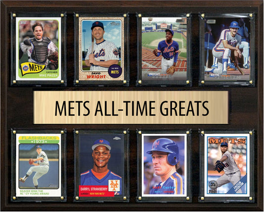 New York Mets All Time Greats Legends Plaque 8 Cards Strawberry Gooden Tom Seaver Piazza