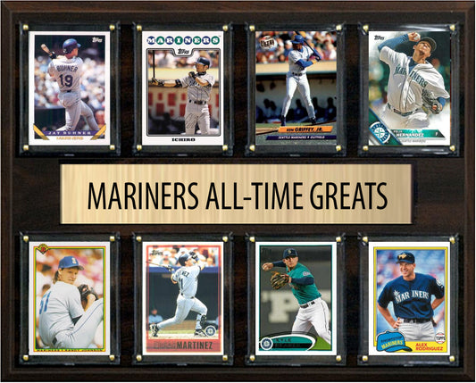 Seattle Mariners All Time Greats Legends Plaque 8 Cards Ichiro Ken Griffey Jr Buhner