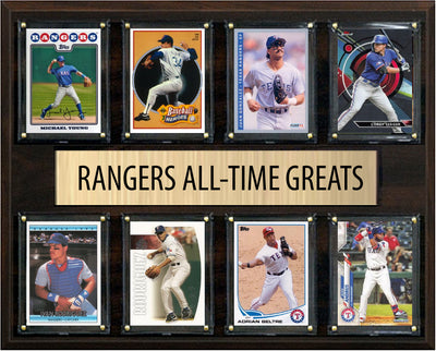 Texas Rangers All Time Greats Legends Plaque 8 Cards Nolan Ryan Ivan Rodriguez Seager