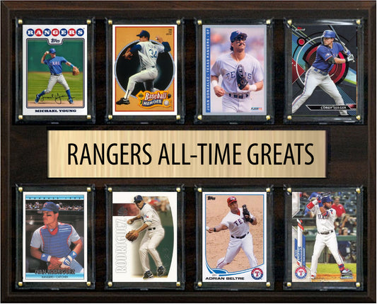 Texas Rangers All Time Greats Legends Plaque 8 Cards Nolan Ryan Ivan Rodriguez Seager