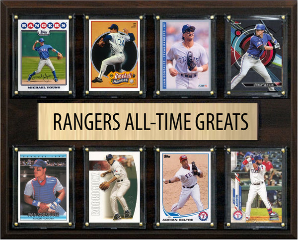 Texas Rangers All Time Greats Legends Plaque 8 Cards Nolan Ryan Ivan Rodriguez Seager