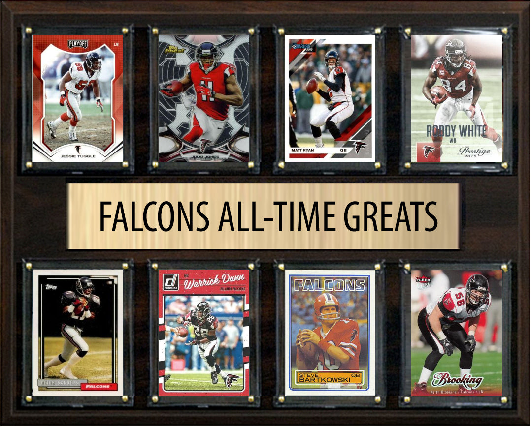 Atlanta Falcons All Time Greats Legends Plaque 8 Cards Deion Sanders Matt Ryan