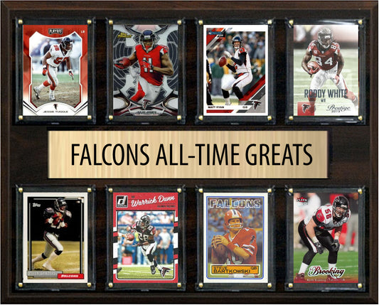 Atlanta Falcons All Time Greats Legends Plaque 8 Cards Deion Sanders Matt Ryan