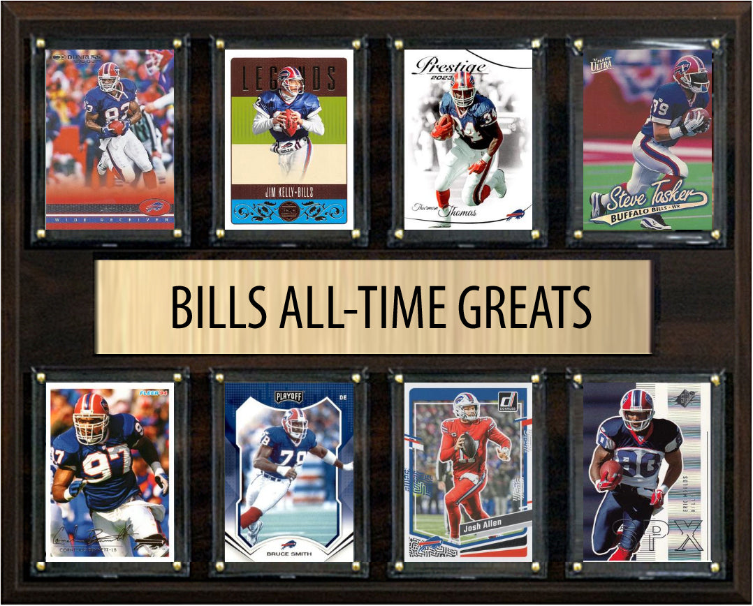Buffalo Bills All Time Greats Legends Plaque 8 Cards Josh Allen Jim Kelly Thurman Thomas Reed