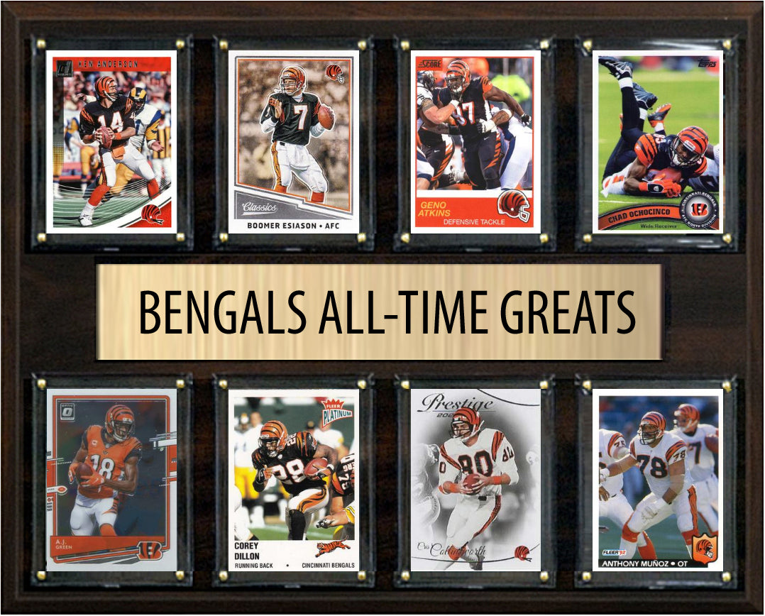 Cincinnati Bengals All Time Greats Legends Plaque 8 Cards Boomer Esiason Munoz Ickey