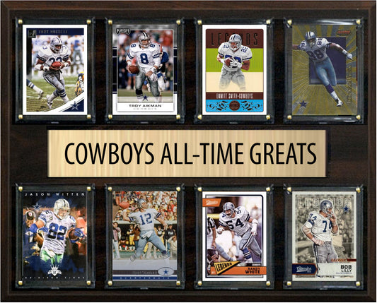 Dallas Cowboys All Time Greats Legends Plaque 8 Cards Emmitt Smith Michael Irvin Aikman