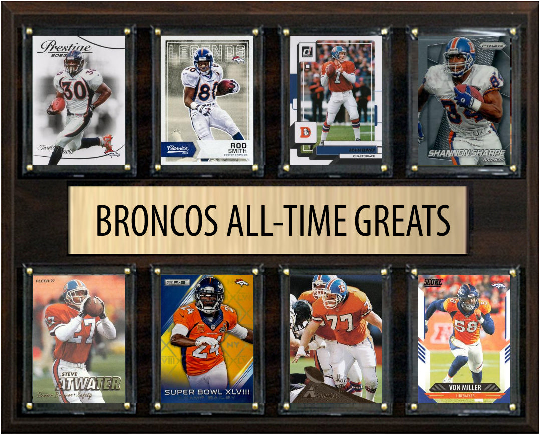 Denver Broncos All Time Greats Legends Plaque 8 Cards John Elway Peyton Manning Davis