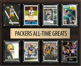 Green Bay Packers All Time Greats Legends Plaque 8 Cards Brett Favre Aaron Rodgers