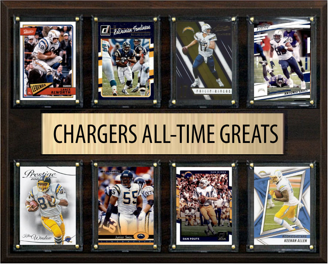 Los Angeles Chargers All Time Greats Legends Plaque 8 Cards LaDanian Tomlinson Phillip Rivers