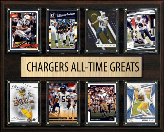 Los Angeles Chargers All Time Greats Legends Plaque 8 Cards LaDanian Tomlinson Phillip Rivers