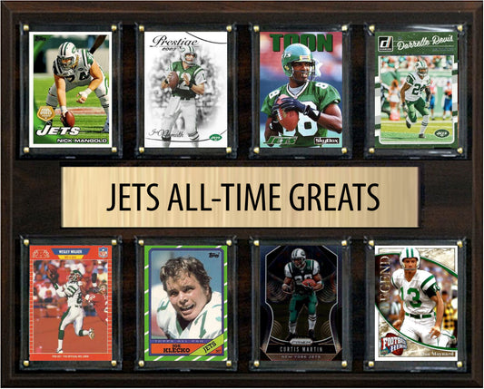 New York Jets All Time Greats Legends Plaque 8 Cards Joe Namath Darrelle Revis Al Toon