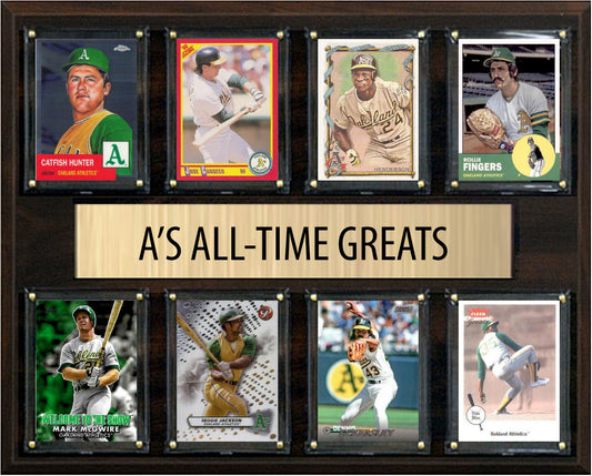 Oakland A's Athletics All Time Greats Legends Plaque 8 Cards Reggie Jackson McGwire Rickey