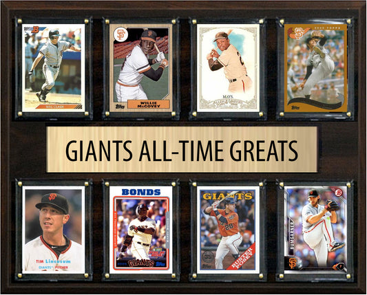 San Francisco Giants All Time Greats Legends Plaque 8 Cards Willie Mays Buster Posey