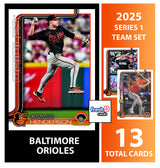 2025 Topps Series 1 Team Set (13) Baltimore Orioles Holliday Gunnar Henderson Coby Mayo RC