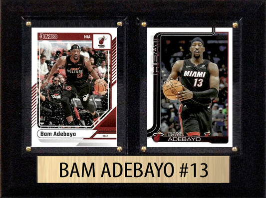 Bam Adebayo 2 Card Plaque 6x8 2024 2025 Hoops Donruss Panini Miami Heat