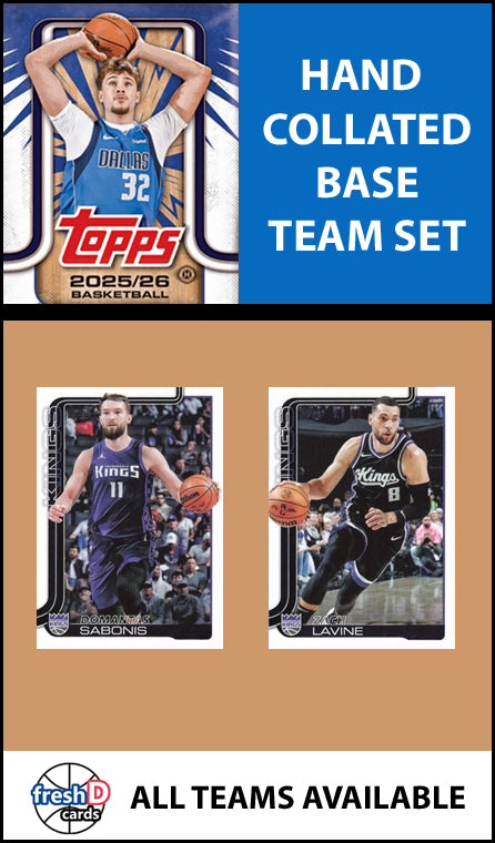 2025-26 2026 Topps Sacramento Kings NBA Team Set + 2024 2023 Panini Hoops Sabonis