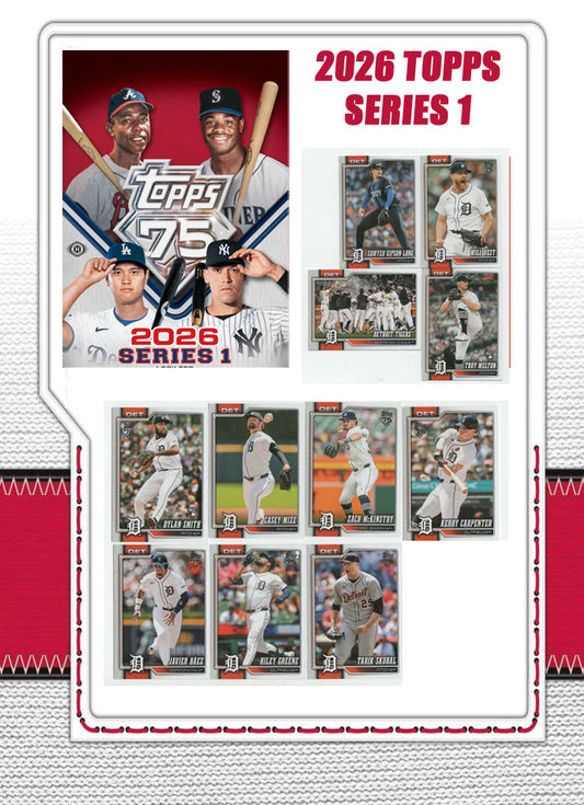 2026 Topps Series 1 Baseball Card Team Set Detroit Tigers Tarik Skubal RIley Greene