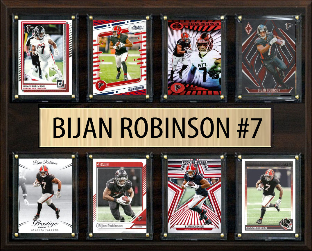Bijan Robinson Atlanta Falcons Plaque 8 Cards 2025 2024 Donruss Prizm SCORE Mosaic 12x15