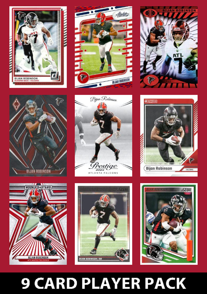 Bijan Robinson 9 Card Player Pack 2023  2024 2025 Donruss Panini Score Atlanta Falcons