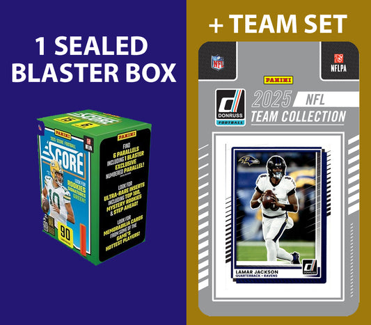 2025 SCORE Blaster Box + 2025 Donruss Team Set Baltimore Ravens Lamar Jackson Derrick Henry