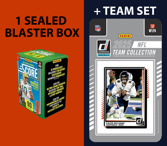 2025 SCORE Blaster Box + 2025 Donruss Team Set Chicago Bears Caleb Williams Burden RC