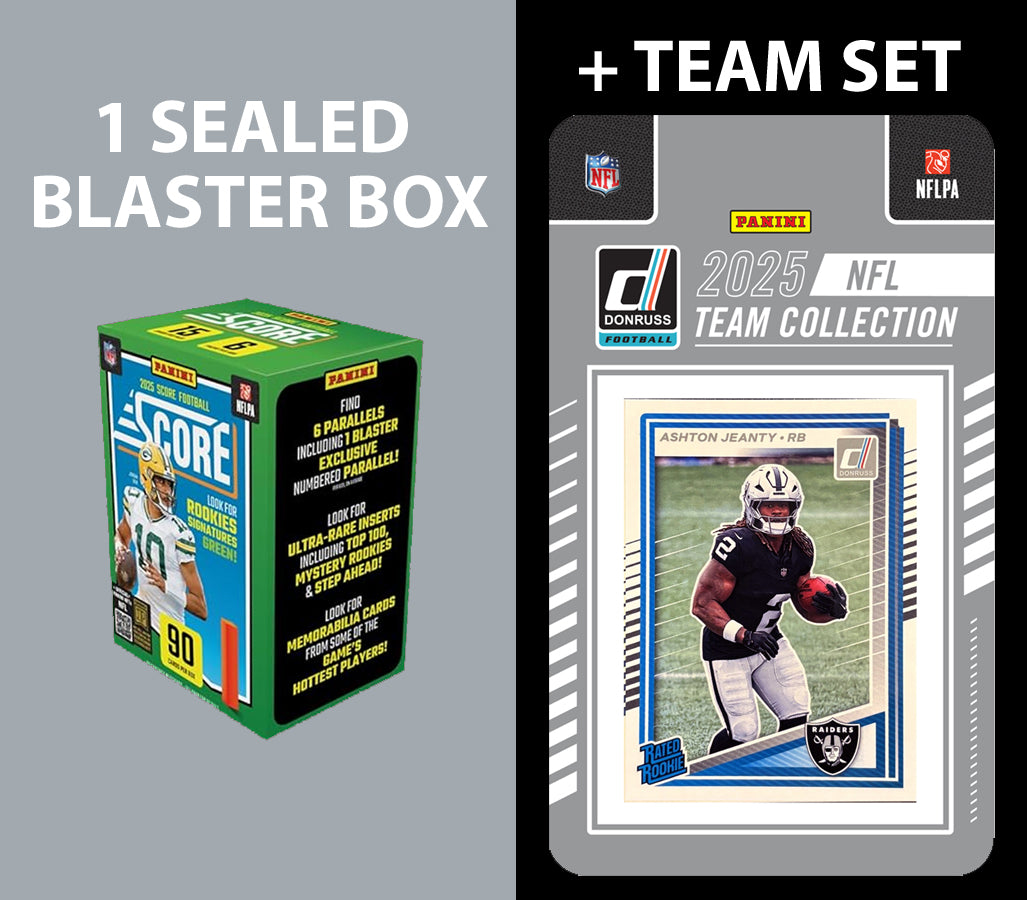 2025 SCORE Blaster Box + 2025 Donruss Team Set Las Vegas Raiders Brock Bowers Jeanty RC