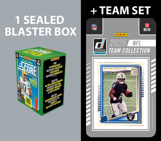 2025 SCORE Blaster Box + 2025 Donruss Team Set Las Vegas Raiders Brock Bowers Jeanty RC