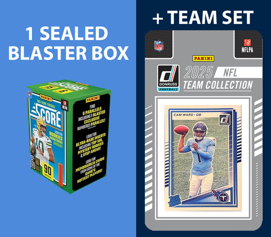 2025 SCORE Blaster Box + 2025 Donruss Team Set Tennessee Titans - 350 Cam Ward RC