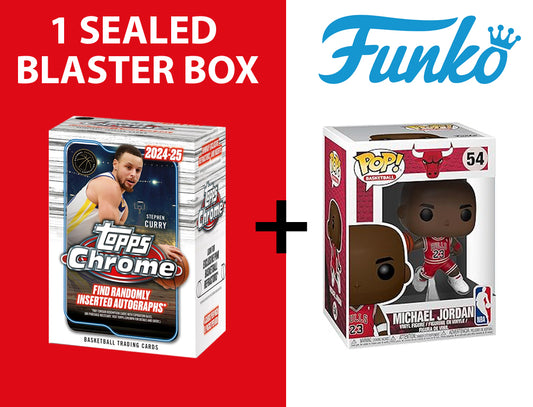 2024-25 Topps Chrome NBA Basketball Blaster Box + Michael Jordan Funko Pop #54 Chicago Bulls