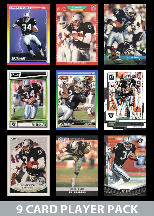 Bo Jackson 9 Card Legend Pack Donruss Topps Panini Score Raiders